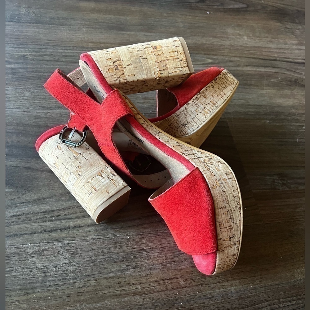 Free People Womens Cork Platform Sandals Shoes Red - Picture 5 of 13